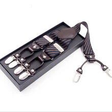 Кожаные 6-clamp жаккардовые Саржевые мужские подтяжки