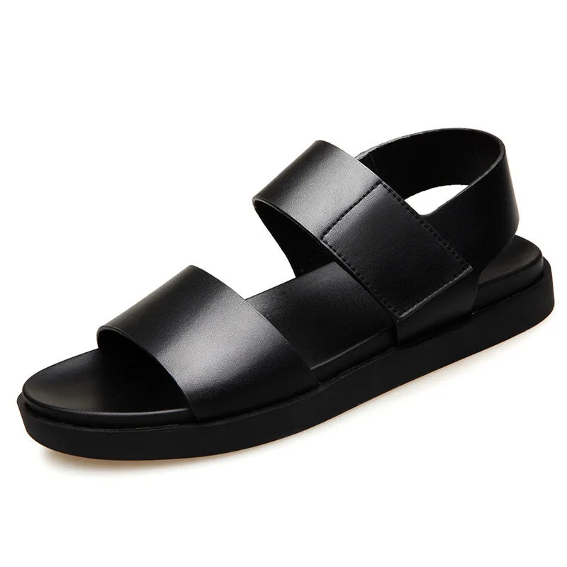 

Fashion Leisure Summer Sandals for Men Basic Back Strap Low Beach Sandals Hook Loop Solid Sewing Breathable Shoes