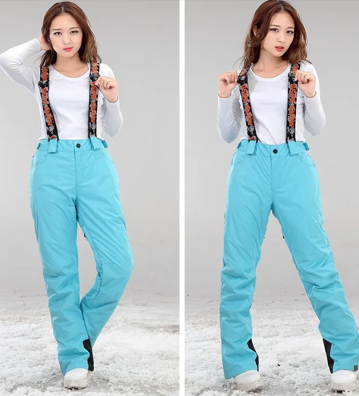 2016 womens light blue ski pants ladies green skating pants winter