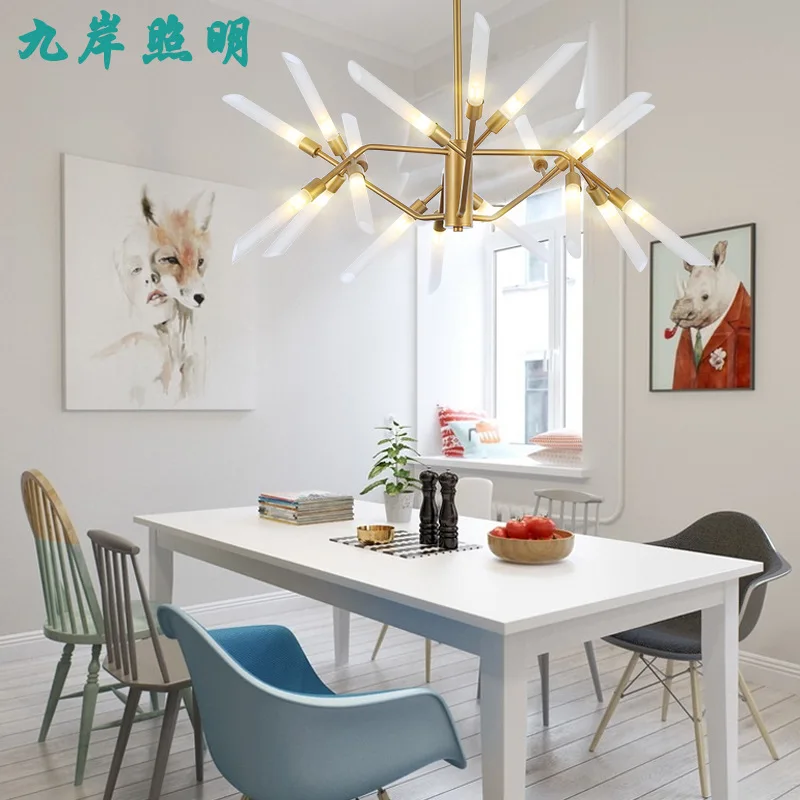 Postmodern Chandeliers Ceiling Nordic Luminaires Deco Lighting Glass Fixtures Living Room Hanging Lights Bedroom Pendant Lamps Pure And Mild Flavor Lights & Lighting