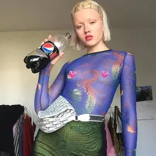 Весна и лето перспективная Футболка женская сексуальная клубная стильная футболка с длинным рукавом с рисунком дракона