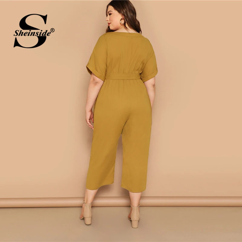 plus size mustard jumpsuit