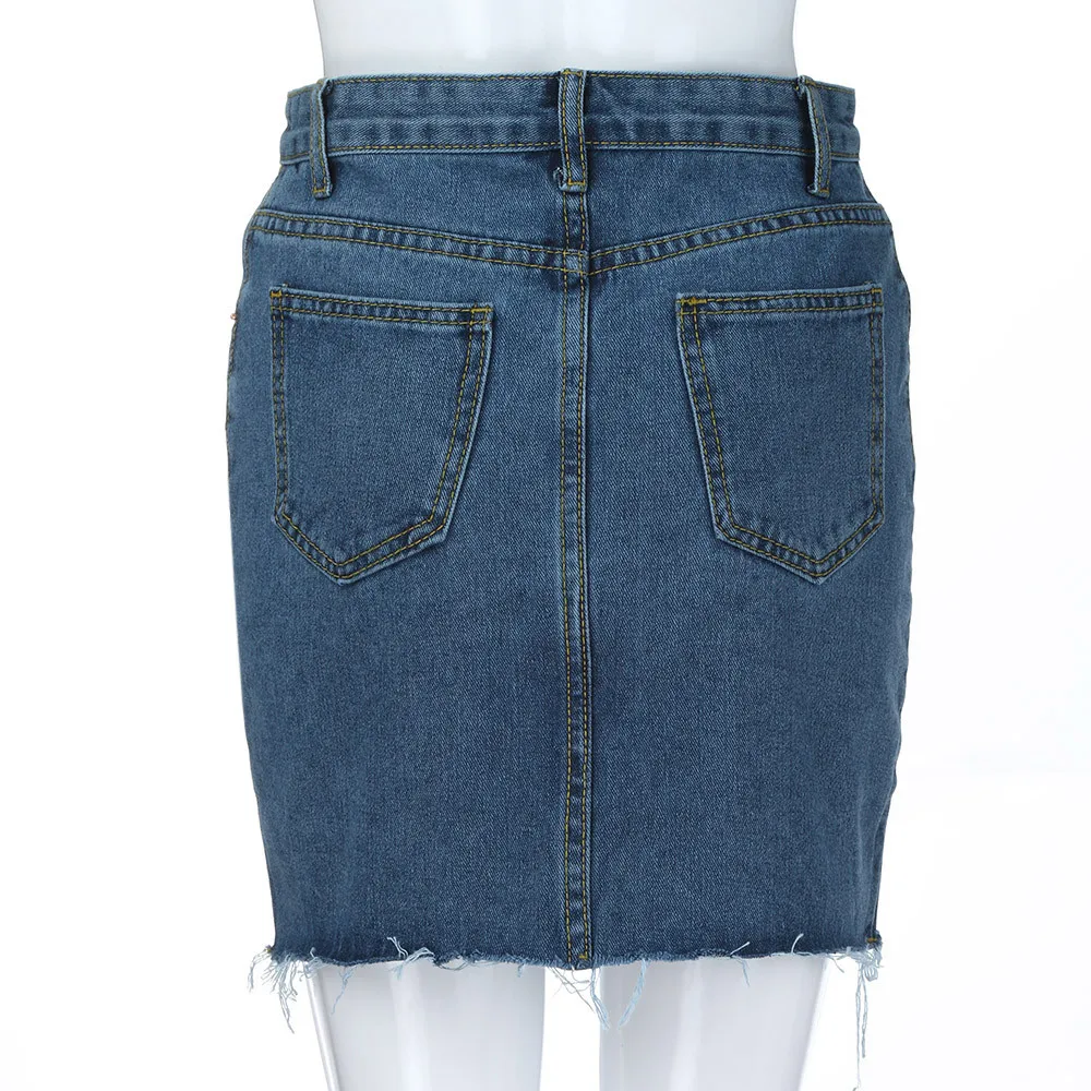 Юбки с завышенной талией женские s Карманы джинсовая юбка на пуговицах женские с высокой талией повседневные А-силуэта джинсовые потертые облегающие джинсовые шорты юбка