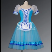 Голубой Цвет Романтический длинная балетная юбка платье Жизели для балетное представление и этап конкуренции одежда AT1073