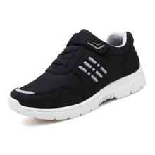 Нескользящая обувь на низком каблуке с кружевом; Прогулочные кроссовки; женская обувь для фитнеса; дышащая прогулочная обувь; Мужская Спортивная обувь на плоской подошве для пожилых людей