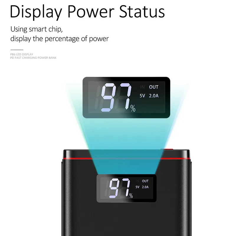 Ultra-thin Power Bank,USAMS 10000mah 18W QC 3.0+PD fast Charge Power Bank LCD display PowerBank Type C & Micro Port USB Charger