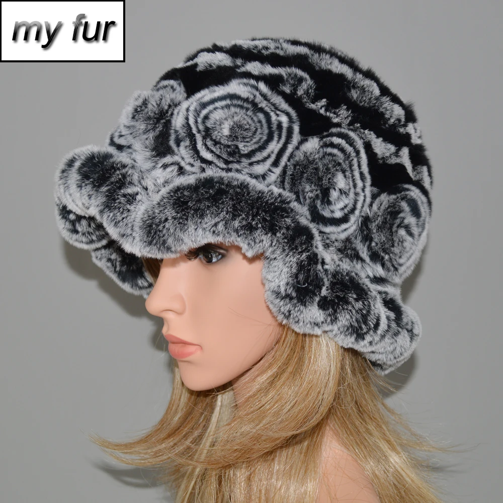 Шапки женские вязаные из меха кролика рекс|Женские Skullies и шапочки| |