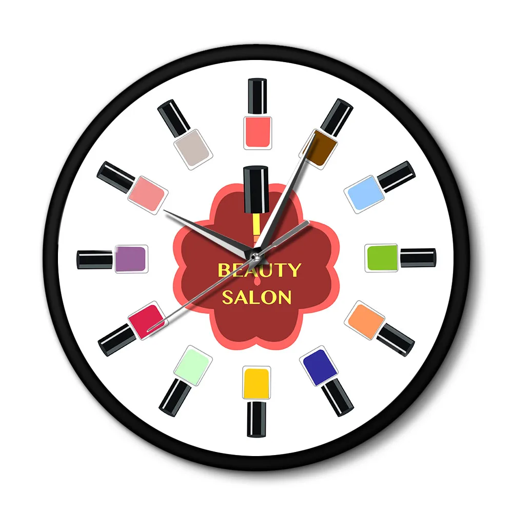 

12color Nail Oil Beauty Nails Salon Colorful Room Decor Wall Clock Lady Nail Store Personalized Wall Watch