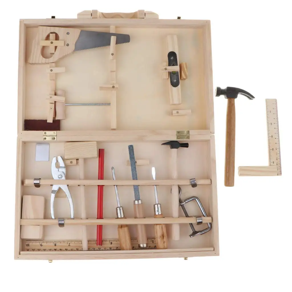 Carpenter Tools with Wooden Box Building Construction DIY Hand eye