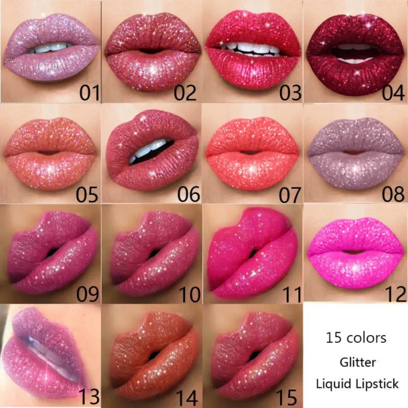 Новинка! 15 цветов Long Lasting Lipstick Макияж Водонепроницаемый матовая помада металлик жемчужный блеск для губ