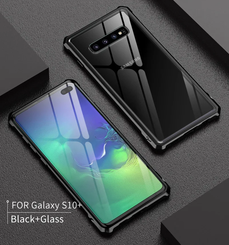 Для samsung Galaxy S10 Plus бампер S10E телефонные чехлы алюминиевая металлическая рамка бампер с прозрачным закаленным стеклом задняя крышка для S10 E