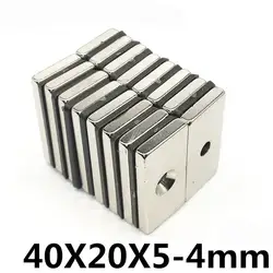 1 шт 40x20x5 мм отверстия 4 мм N35 сильный квадратный неодимовый магнит 40*20*5 мм отверстие 4 мм неодимовые магниты 40 мм х 20 мм x 5 мм