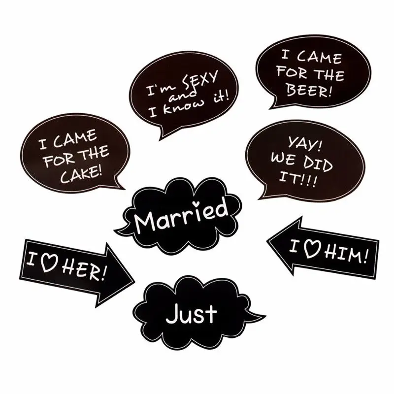 16pcs/set DIY Just Married Photo Booth Team Bride Groom Bridal Shower Party Wedding Decoration