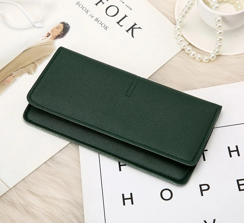 

Artmi Ladies Leather Wallet Card Holder Slim Phone Pocket Simple Buckle Cash Wallet with ID Window