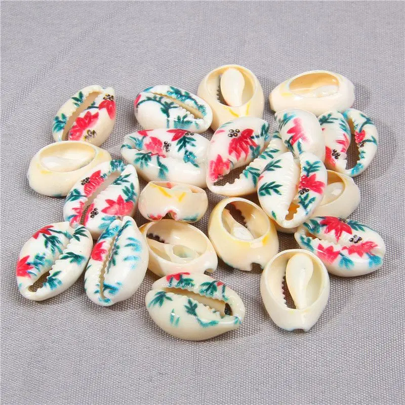 

5 Pieces 12*18 mm Painted Flower Shell Tiny Natural White Conch For DIY Making Jewelry Bracelet Charm Necklace Earrings Pendant