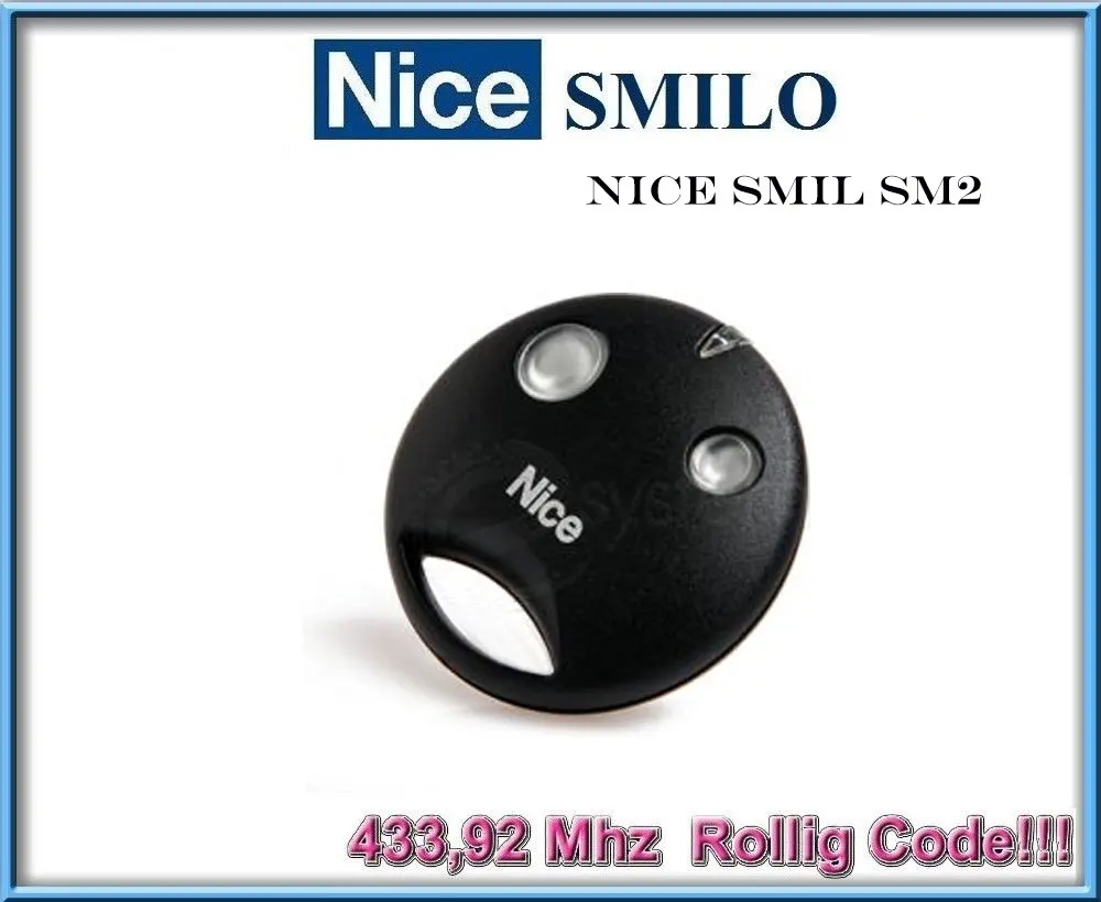 2 PCS Nice SMILO SM2 удаленный брелок-плавающий код, 433,92 МГц черный