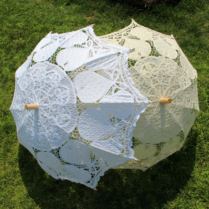 Embroidery Heart Shape Coodinates with Dramatic Studded Lace Party Shower Umbrella Lace Parasol Graduation Photo Prop Umbrella