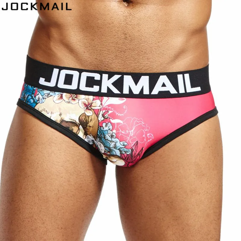 JOCKMAIL Брендовое Мужское нижнее белье трусики для женщин трусы с цветочками hombre slip calcinha пикантные гей мужское нижнее белье, трусы cuecas Гей