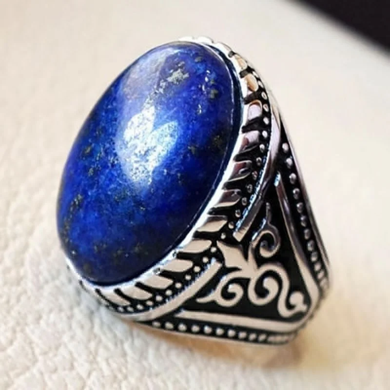 

2019 style New Blue Copper Mens COCTAIL round trendy Ring Jewelry Jewelry Gift