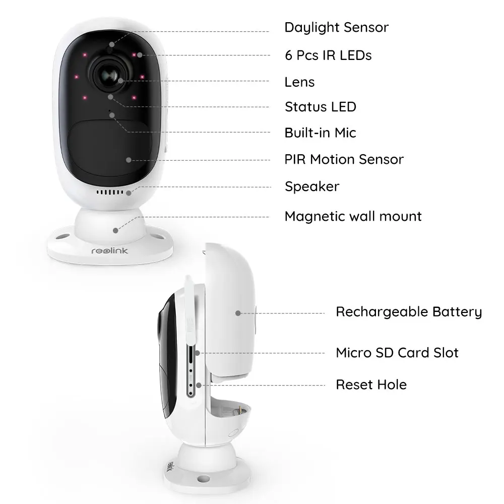 Беспроводная камера с аккумулятором Reolink Argus 2 Kamera 1080P Full HD Wi Fi широкий обзор|Камеры