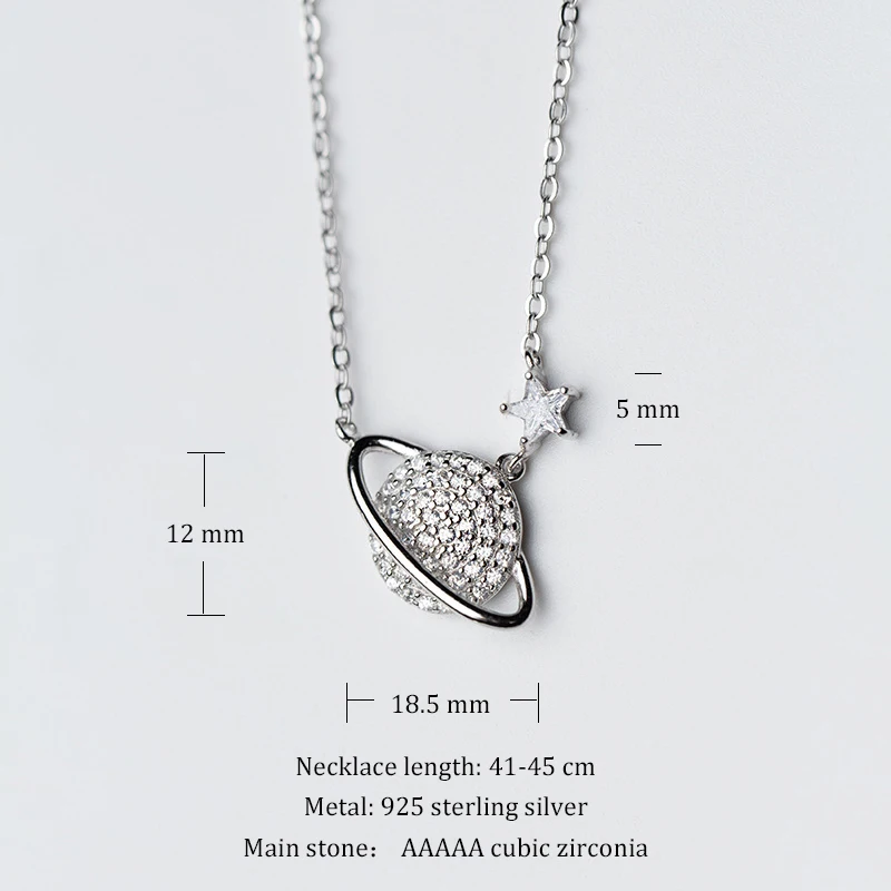 Herwish Дизайн Блестящая планета Подвеска Ожерелье s Bling серебро 925 ювелирные изделия
