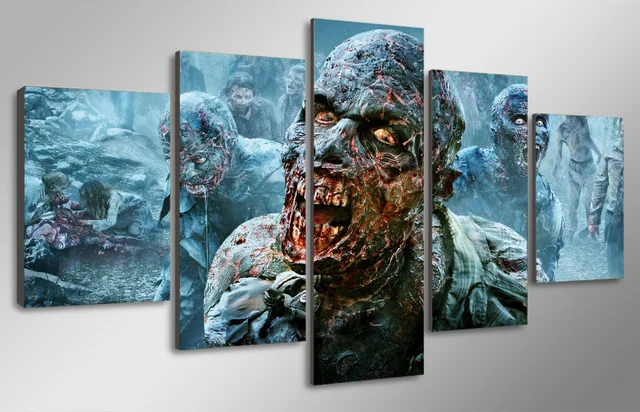 5 Panel No Framed Hd Printed The Walking Dead Zombies Painting 5 Panel No Framed Hd Printed The Walking Dead Zombies Painting Children S Room Decor Print Poster