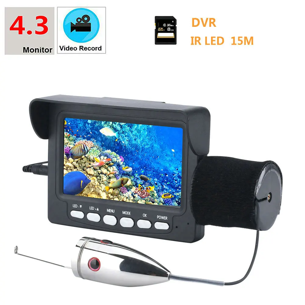 

Original Underwater Fishing Camera 15M 1000TVL 4.3" Video Recorder DVR Fish Finder with 6Pcs 6W Infrared IR LED Ice Fishing