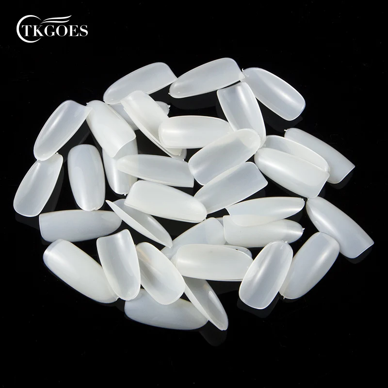 

TKGOES 50 Pcs / 500 PCS Acrylic Oval Nail Tips False Nails Fullwell Clear Full Cover Fake Nail Art Tips French Nail Tips NEW #39