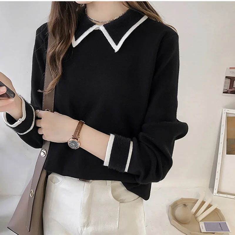 Nagodo Sweet Sweater Pullover 2019 New korean kawaii polo collar Women knitted Tops streetwear Ladies pullovers Loose Jumper