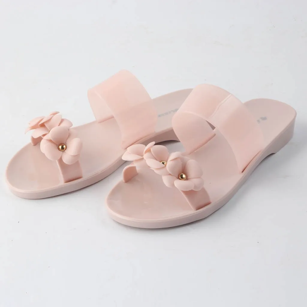 

2019 New women flat sandal Summer Ladies Beach Sandals Flowers Jelly Slippers Non-Slip Home Casual Shoes chaussures femme ete#DA