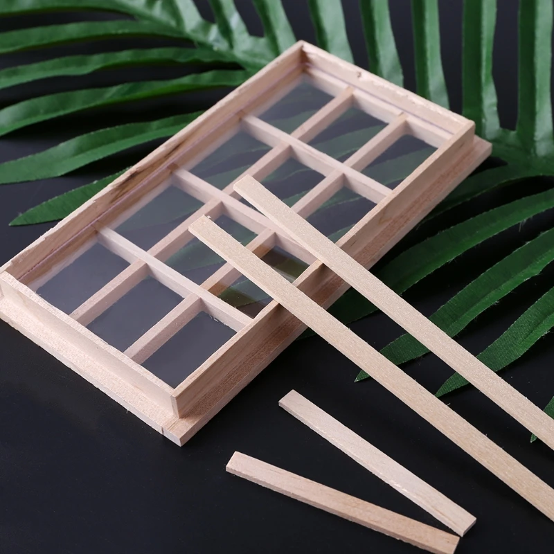 

New 1:12 Dollhouse 12-pane Wooden Window Frame Miniature Doll Houses 95AE