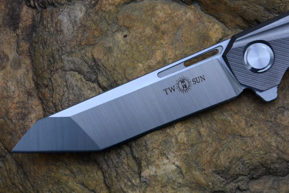 Новый нож twosun TS69 Флиппер складной Ножи D2 каплепадения или Танто лезвие Титан ручка Отдых на природе Охота Карманный Ножи EDC инструменты