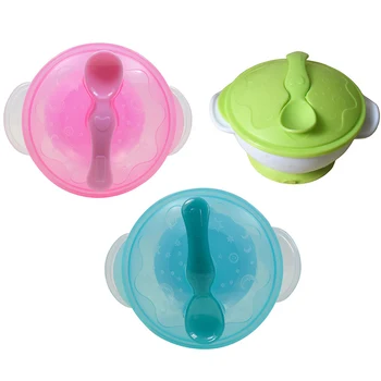 

Baby Tableware Slip-resistant Wall Suction Child Tableware Kids Sucker Dishes Gravity Bowl Drop Ship Feeding Bowls with Spoon