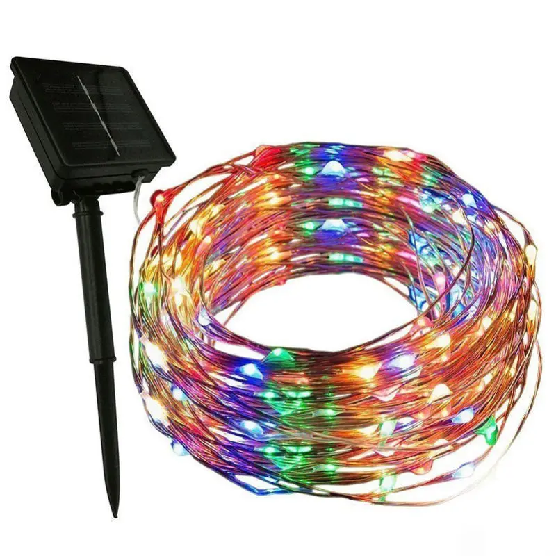 Solar powered 20M 200LEDs starry Silver-colored Wire LED String Fairy Light vine lamp Christmas Wedding party Outdoor Home Decor | Лампы и