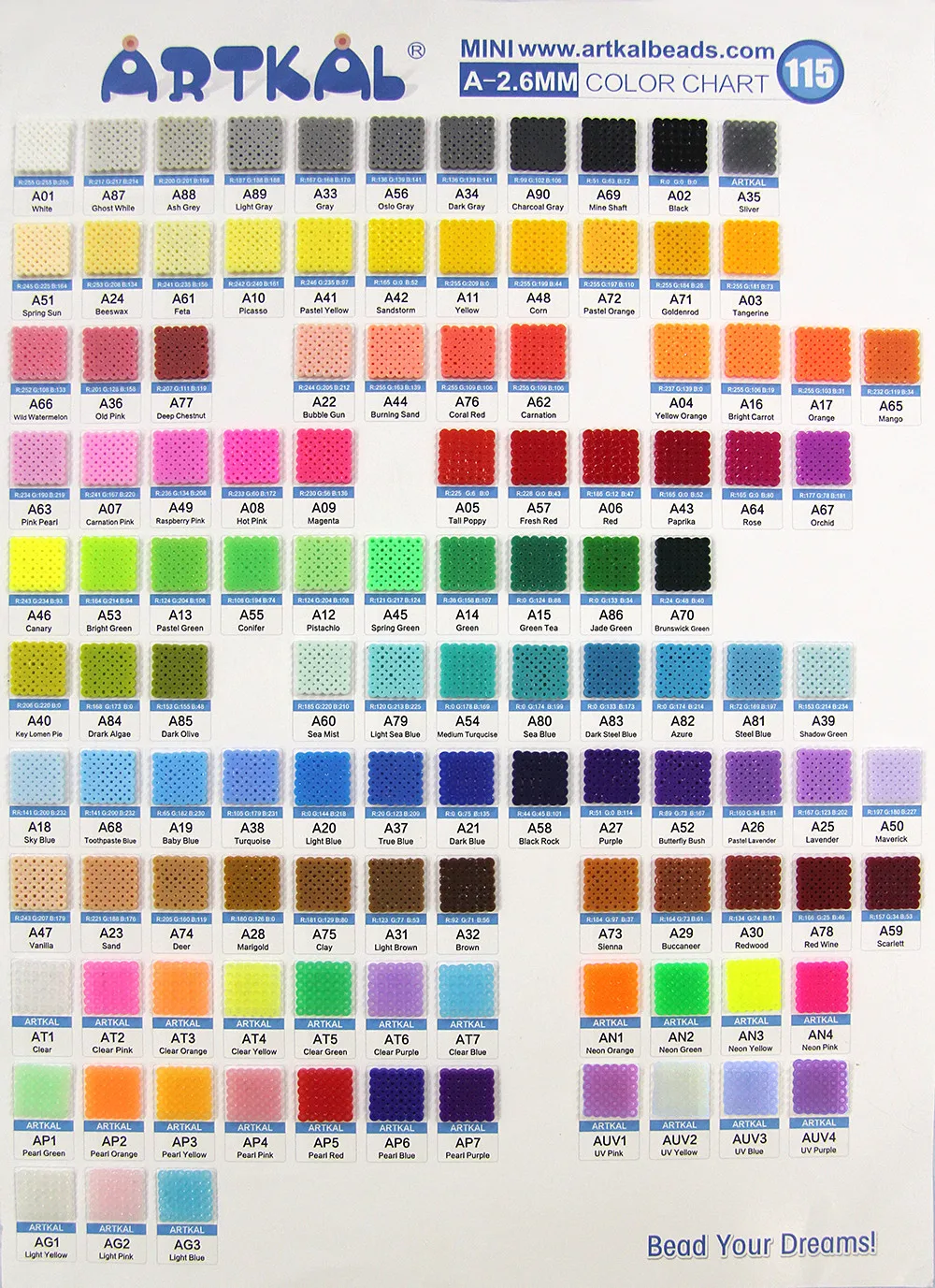 A-2.6mm-Artkal beads color chart-2