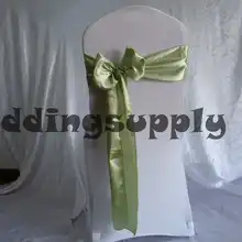 100 sage атласный стул пояса для стула чехол для свадебного стула створки лента на стул для банкета