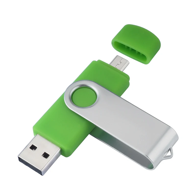 2 в 1, OTG USB флеш-накопитель, 128 ГБ, 64 ГБ, 32 ГБ, 16 ГБ, 8 ГБ, флеш-накопитель, смартфон, внешний накопитель, Android, USB флешка - Цвет: Green