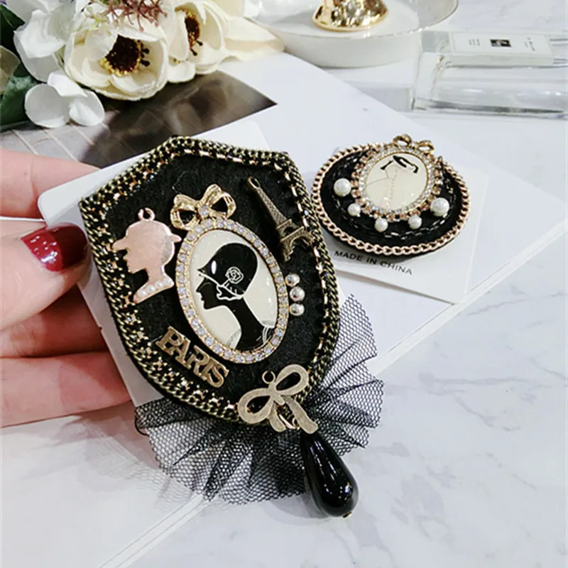 

CX-Shirling All Match Antique Crystal Pearl Brooches Female Crystal Lace Brooch Pin For Coat Scraf