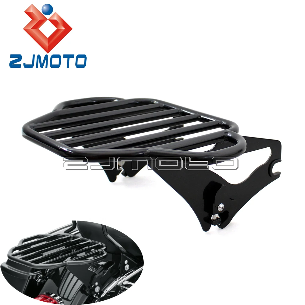 

For Harley Touring Road King Street Road Electra Glide 2009 -2022 FLHR FLHT FLHX FLTRX Black Detachable King Luggage Rack