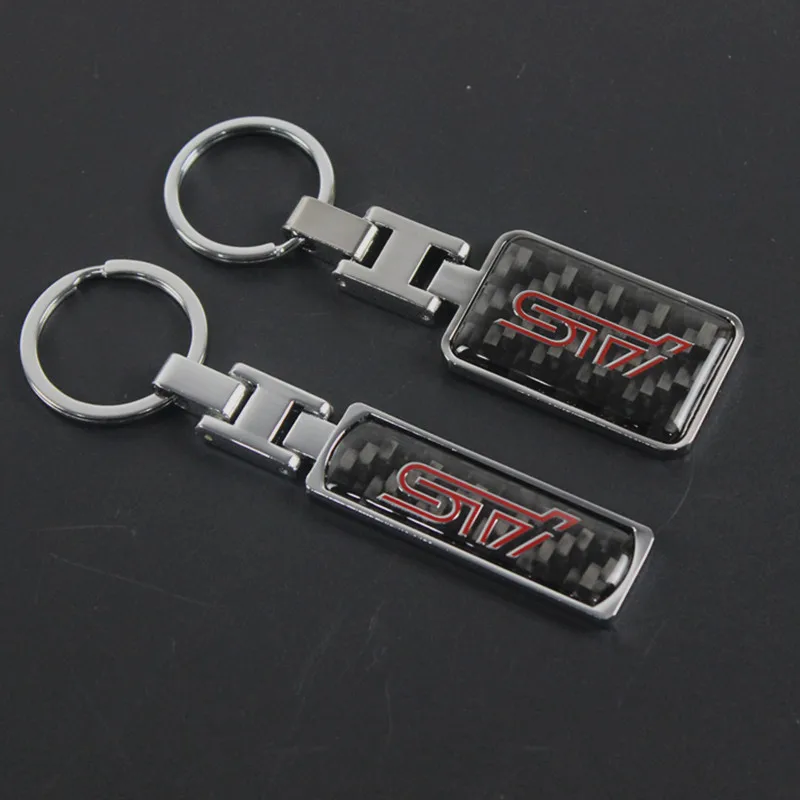 1X Carbon fibre Metal key ring keychain For SUBARU STI emblem BRZ XV