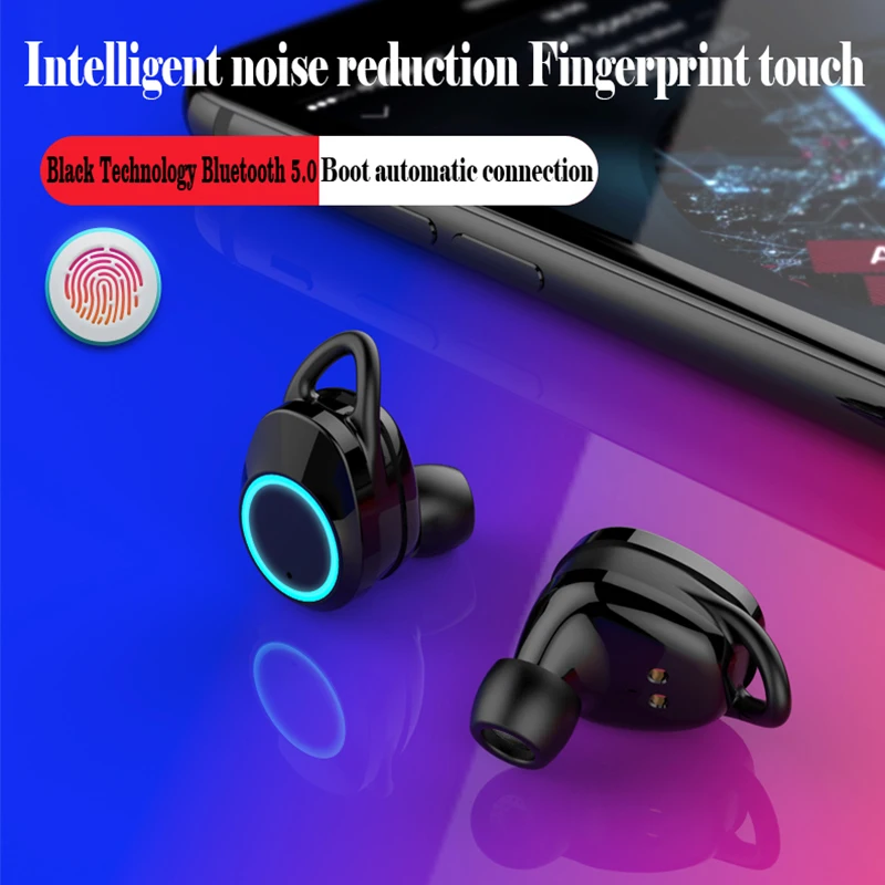 

Wireless Bluetooth Headphones 5.0 earbuds and fingerprint button charging sports music earbuds for iPhone7 8 Samsung huawei