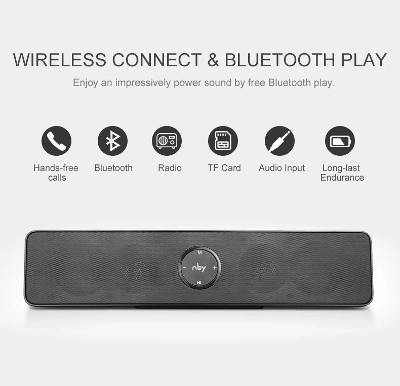 NBY 5530 беспроводной портативный Bluetooth динамик стерео коробка с усиленным басовым микрофоном открытый бас сабвуфер для телефона