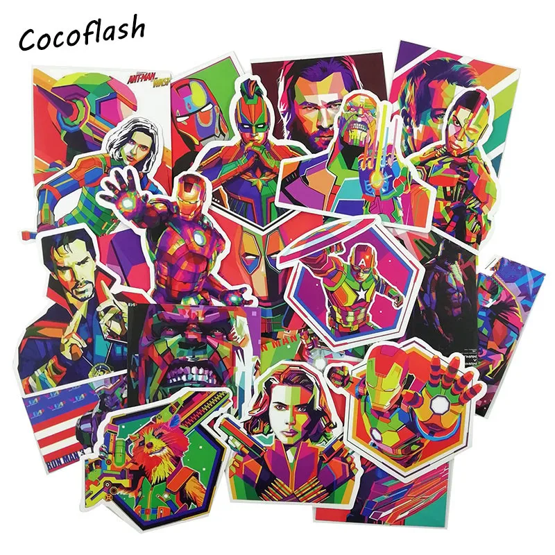 50 Pcs/lot Colorful Marvel Avengers Super Hero Stickers For Notebook PC Skateboard Bicycle Motorcycle DIY Waterproof Toy Sticker