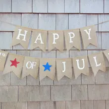 Пользовательские 4го июля патриотические мешковины Баннеры День Святого Патрика вечерние тканевые гирлянды фото реквизит знаки