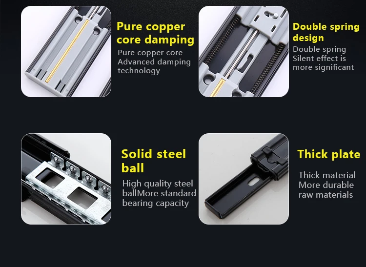 Направляющие для выдвижных ящиков с мягким закрытием направляющие 45 мм ширина шарикоподшипника направляющие рельсы для мебельного Оборудования