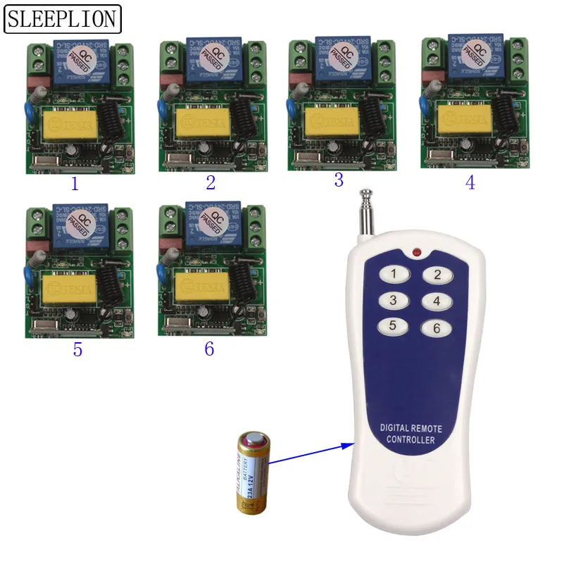 

Sleeplion Wireless Remote Control Light Switch 10A Relay Output Radio 220V 1 CH Receiver Module 150M ON OFF Symbol Transmitter