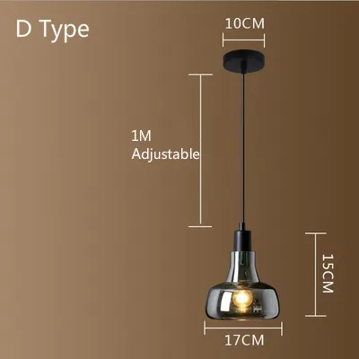 Artpad, современный подвесной светильник из янтарного стекла, AC110V-220V, кофе, бар, ресторан, отель, гостиная, столовая, светодиодный подвесной светильник, E27 в комплекте - Цвет корпуса: D Type