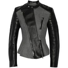 Серая искусственная кожа PU куртка Женская мода зима осень мотоциклетная куртка черная искусственная кожа пальто Верхняя одежда готический