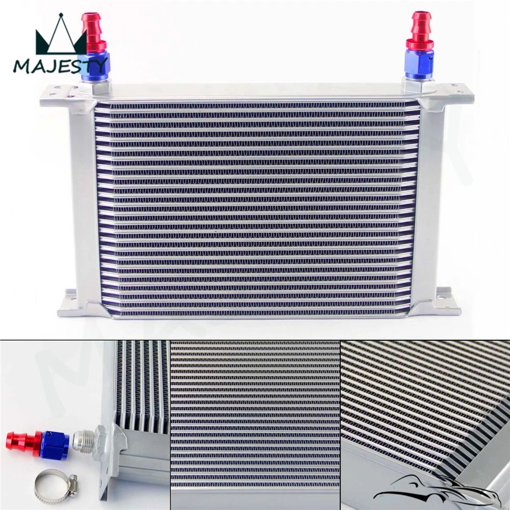 

25 Row 8-AN Aluminum Transmission Fuel / Oil Cooler AN8 Cooling System + 2pcs Fitting + Clamps for Universal Cars