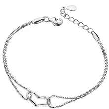 Anenjery 925 пробы, серебро, Лидер продаж, браслеты с кристаллами в виде сердца для женщин и девушек, подарок на день Святого Валентина, pulseira S-B24